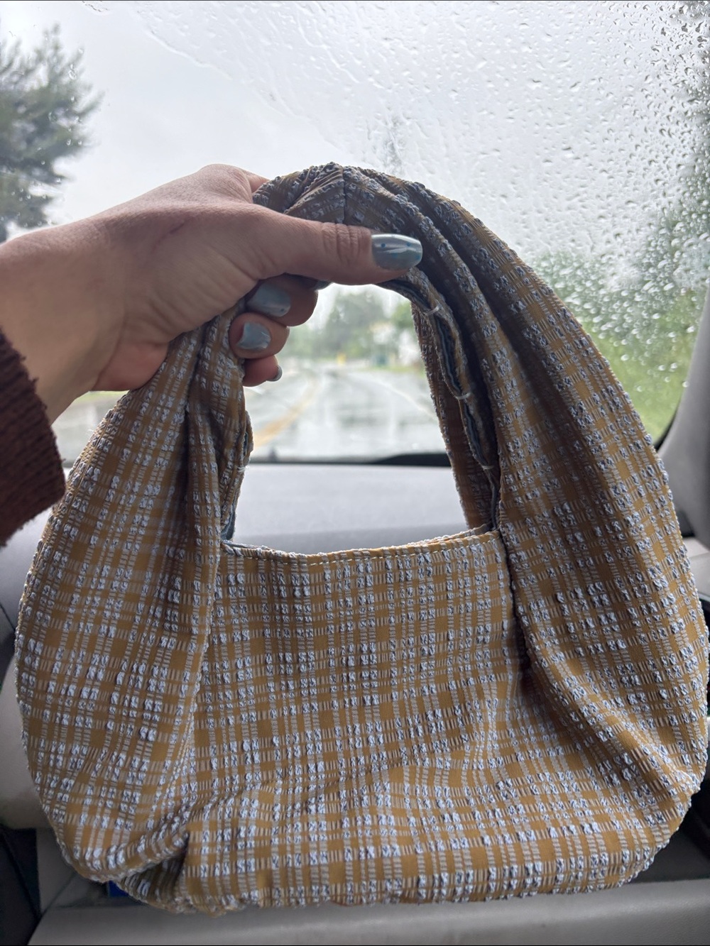 Textured Plaid Fabric Hobo Bag - Urban outfitters